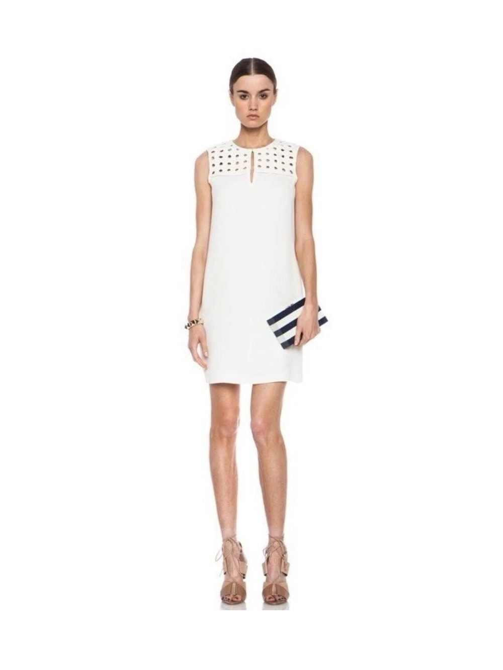 Diane Von Furstenberg Hope Triacetate-Blend Cream Woven Shift Dress, Size 2